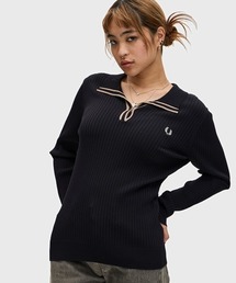 FRED PERRY(tbhy[)Ribbed Knitted Polo Shirt^ujbg|Vc(|Vc)