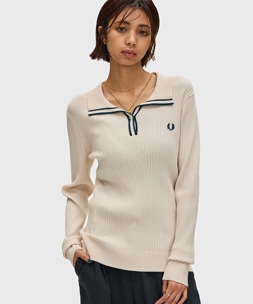 Ribbed Knitted Polo Shirt／リブニットポロシャツ（ポロシャツ