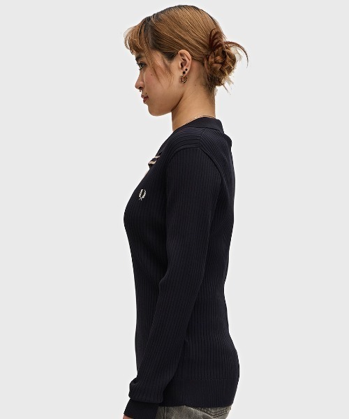 Ribbed Knitted Polo Shirt／リブニットポロシャツ（ポロシャツ