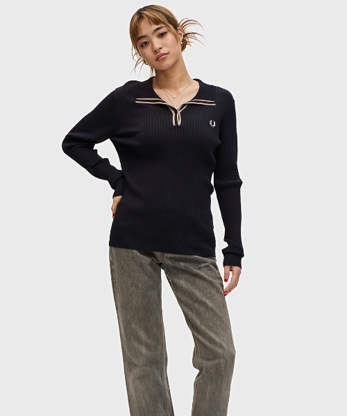 セール】Ribbed Knitted Polo Shirt／リブニットポロシャツ