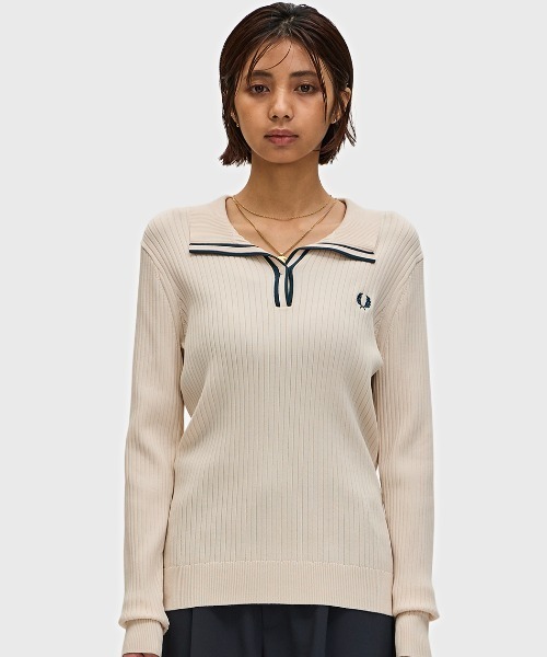 Ribbed Knitted Polo Shirt／リブニットポロシャツ（ポロシャツ