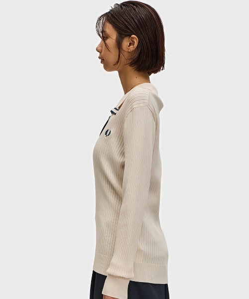 Ribbed Knitted Polo Shirt／リブニットポロシャツ（ポロシャツ