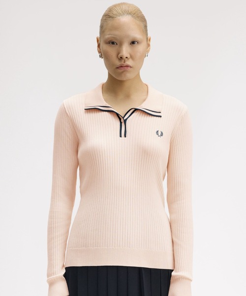Ribbed Knitted Polo Shirt／リブニットポロシャツ（ポロシャツ