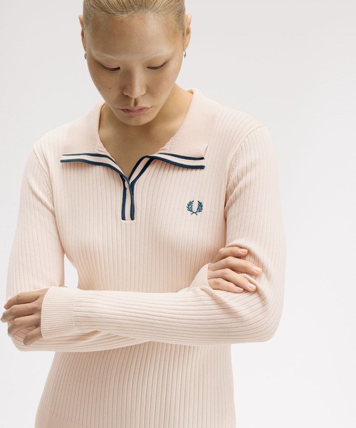 Ribbed Knitted Polo Shirt／リブニットポロシャツ（ポロシャツ