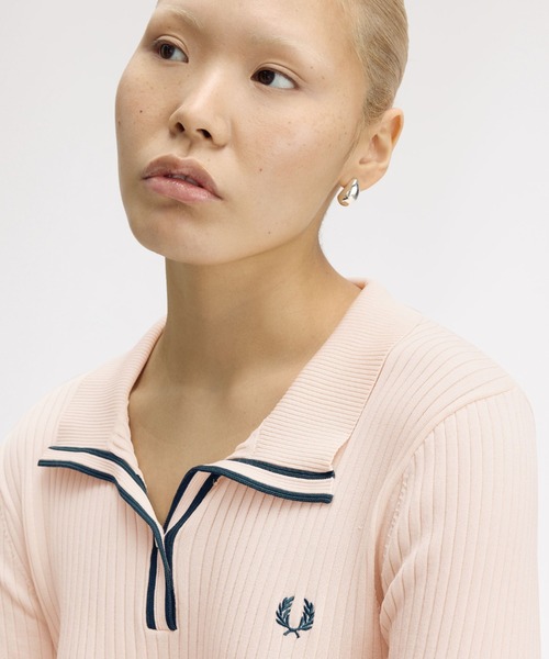 セール】Ribbed Knitted Polo Shirt／リブニットポロシャツ