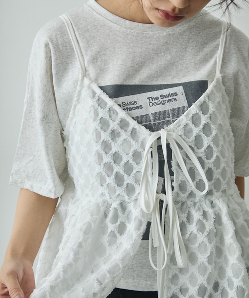 Lunea（ルネア）の「レースリボンビスチェ（キャミソール・レディース・ブラック/ホワイト・FREE）」の13枚目の写真