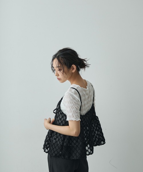 Lunea（ルネア）の「レースリボンビスチェ（キャミソール・レディース・ブラック/ホワイト・FREE）」の15枚目の写真