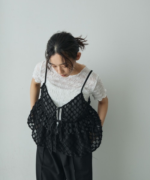 Lunea（ルネア）の「レースリボンビスチェ（キャミソール・レディース・ブラック/ホワイト・FREE）」の11枚目の写真