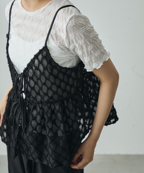Lunea（ルネア）の「レースリボンビスチェ（キャミソール・レディース・ブラック/ホワイト・FREE）」の6枚目の写真