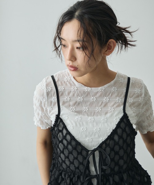 Lunea（ルネア）の「レースリボンビスチェ（キャミソール・レディース・ブラック/ホワイト・FREE）」の7枚目の写真