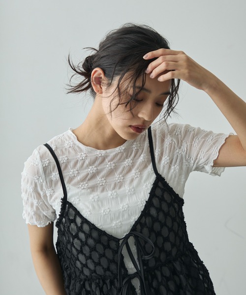 Lunea（ルネア）の「レースリボンビスチェ（キャミソール・レディース・ブラック/ホワイト・FREE）」の3枚目の写真