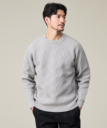 ABAHOUSE GRAY | 【ジオメトリック柄 / 軽量】プルオーバーニット(ニット/セーター)