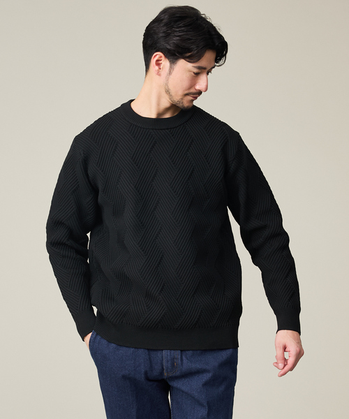 ABAHOUSE GRAY（アバハウスグレイ）の「【ジオメトリック柄 / 軽量】プルオーバーニット（ニット/セーター・メンズ・ホワイト/グレー/モカ/グレイッシュブルー/ネイビー/ブラック・46/48）」の3枚目の写真