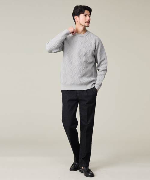 ABAHOUSE GRAY（アバハウスグレイ）の「【ジオメトリック柄 / 軽量】プルオーバーニット（ニット/セーター・メンズ・ホワイト/グレー/モカ/グレイッシュブルー/ネイビー/ブラック・46/48）」の7枚目の写真