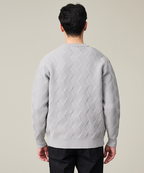 ABAHOUSE GRAY（アバハウスグレイ）の「【ジオメトリック柄 / 軽量】プルオーバーニット（ニット/セーター・メンズ・ホワイト/グレー/モカ/グレイッシュブルー/ネイビー/ブラック・46/48）」の9枚目の写真