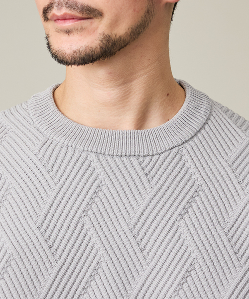 ABAHOUSE GRAY（アバハウスグレイ）の「【ジオメトリック柄 / 軽量】プルオーバーニット（ニット/セーター・メンズ・ホワイト/グレー/モカ/グレイッシュブルー/ネイビー/ブラック・46/48）」の10枚目の写真