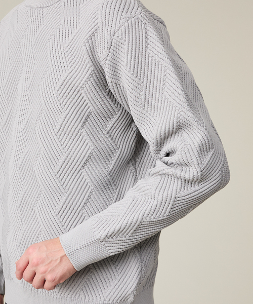 ABAHOUSE GRAY（アバハウスグレイ）の「【ジオメトリック柄 / 軽量】プルオーバーニット（ニット/セーター・メンズ・ホワイト/グレー/モカ/グレイッシュブルー/ネイビー/ブラック・46/48）」の11枚目の写真