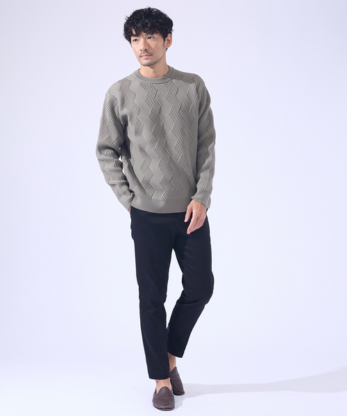 ABAHOUSE GRAY（アバハウスグレイ）の「【ジオメトリック柄 / 軽量】プルオーバーニット（ニット/セーター・メンズ・ホワイト/グレー/モカ/グレイッシュブルー/ネイビー/ブラック・46/48）」の14枚目の写真