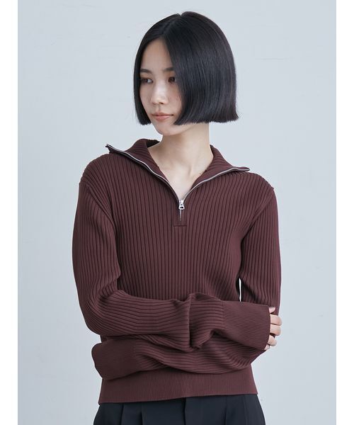 MIESROHE（ミースロエ）の「ウェーブスリーブハーフジップニット（ニット/セーター・レディース・ライトグレー/ブラウン/マルチ/クリーム/ブラック・F）」の4枚目の写真