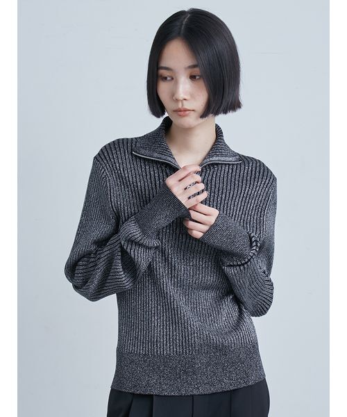 セール】ウェーブスリーブハーフジップニット（ニット/セーター