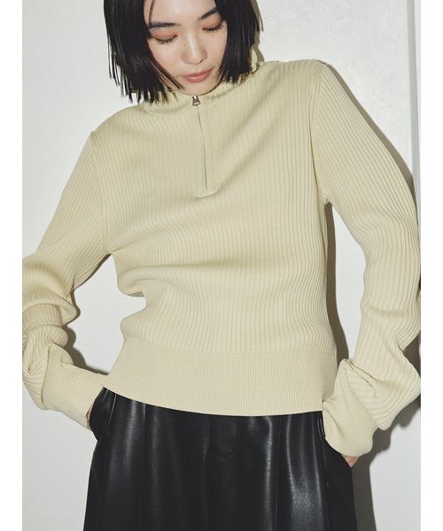 MIESROHE（ミースロエ）の「ウェーブスリーブハーフジップニット（ニット/セーター・レディース・ライトグレー/ブラウン/マルチ/クリーム/ブラック・F）」の9枚目の写真