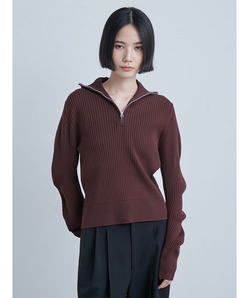 セール】ウェーブスリーブハーフジップニット（ニット/セーター