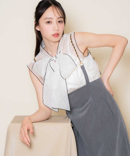 NOELA（ノエラ）の「配色シアーボウタイブラウス（シャツ/ブラウス・レディース・ブラウン/ブラック/オフホワイト・フリー）」の21枚目の写真