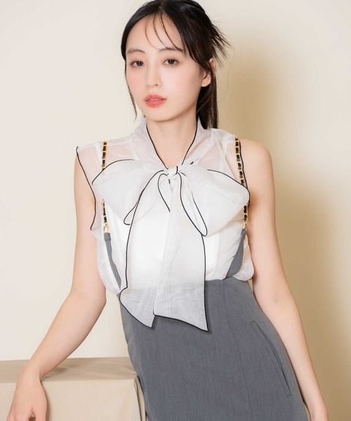 NOELA（ノエラ）の「配色シアーボウタイブラウス（シャツ/ブラウス・レディース・ブラウン/ブラック/オフホワイト・フリー）」の22枚目の写真