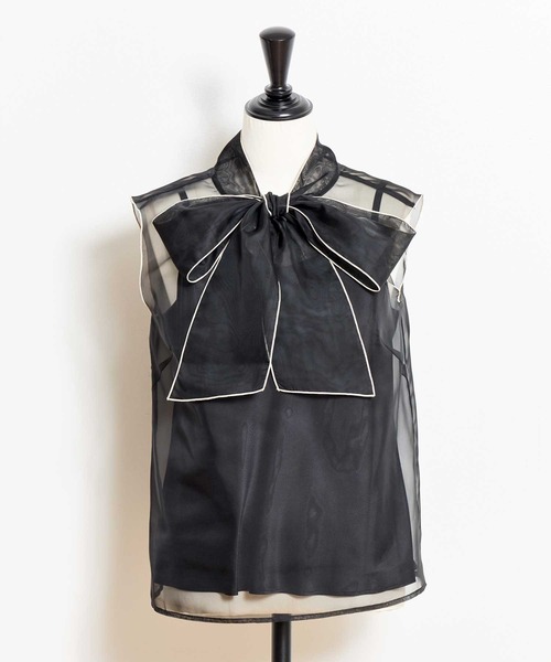 NOELA（ノエラ）の「配色シアーボウタイブラウス（シャツ/ブラウス・レディース・ブラウン/ブラック/オフホワイト・フリー）」の9枚目の写真