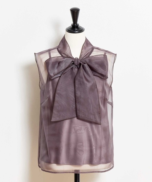 NOELA（ノエラ）の「配色シアーボウタイブラウス（シャツ/ブラウス・レディース・ブラウン/ブラック/オフホワイト・フリー）」の7枚目の写真