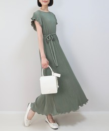 INTERPLAY（インタープレイ）の「【INTERPLAY x MAYUKO】Whisper Flow Pleated Dress-Green-625150004-22F（ワンピース）」