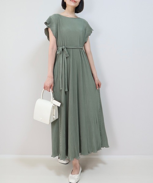 INTERPLAY（インタープレイ）の「【INTERPLAY x MAYUKO】Whisper Flow Pleated Dress-Green-625150004-22F（ワンピース・レディース・ブラウン/グリーン/ネイビー・FREE）」の12枚目の写真