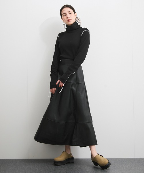 Healthknit（ヘルスニット）の「【Healthknit/ヘルスニット】別注/Basic Waffle Turtleneck L/S（Tシャツ/カットソー・レディース・オフホワイト/ブラック系その他/ブラック系その他3・FREE）」の4枚目の写真