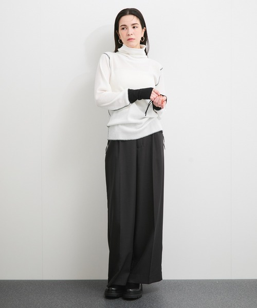 Healthknit（ヘルスニット）の「【Healthknit/ヘルスニット】別注/Basic Waffle Turtleneck L/S（Tシャツ/カットソー・レディース・オフホワイト/ブラック系その他/ブラック系その他3・FREE）」の6枚目の写真