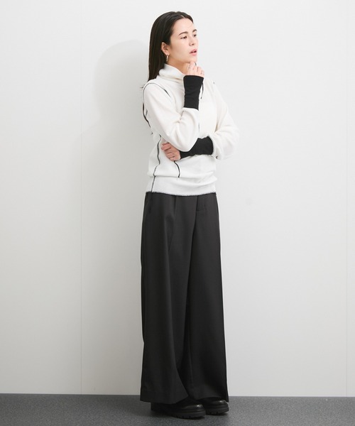 Healthknit（ヘルスニット）の「【Healthknit/ヘルスニット】別注/Basic Waffle Turtleneck L/S（Tシャツ/カットソー・レディース・オフホワイト/ブラック系その他/ブラック系その他3・FREE）」の7枚目の写真