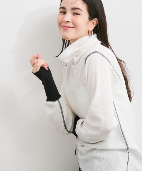 Healthknit（ヘルスニット）の「【Healthknit/ヘルスニット】別注/Basic Waffle Turtleneck L/S（Tシャツ/カットソー・レディース・オフホワイト/ブラック系その他/ブラック系その他3・FREE）」の10枚目の写真