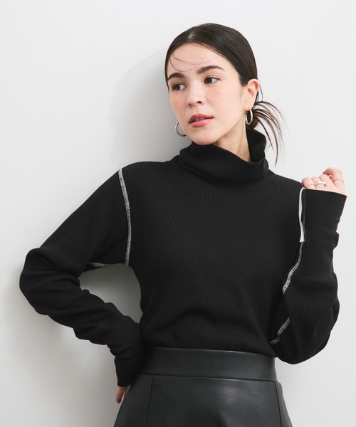 Healthknit（ヘルスニット）の「【Healthknit/ヘルスニット】別注/Basic Waffle Turtleneck L/S（Tシャツ/カットソー・レディース・オフホワイト/ブラック系その他/ブラック系その他3・FREE）」の11枚目の写真