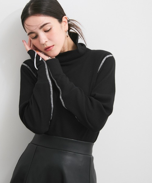 Healthknit（ヘルスニット）の「【Healthknit/ヘルスニット】別注/Basic Waffle Turtleneck L/S（Tシャツ/カットソー・レディース・オフホワイト/ブラック系その他/ブラック系その他3・FREE）」の12枚目の写真