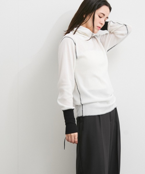 Healthknit（ヘルスニット）の「【Healthknit/ヘルスニット】別注/Basic Waffle Turtleneck L/S（Tシャツ/カットソー・レディース・オフホワイト/ブラック系その他/ブラック系その他3・FREE）」の14枚目の写真