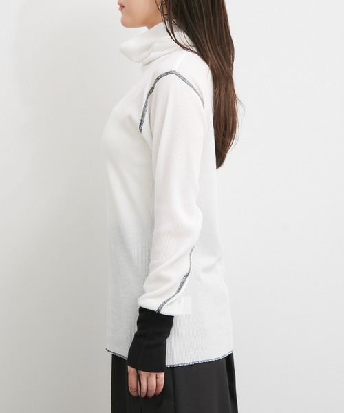 Healthknit（ヘルスニット）の「【Healthknit/ヘルスニット】別注/Basic Waffle Turtleneck L/S（Tシャツ/カットソー・レディース・オフホワイト/ブラック系その他/ブラック系その他3・FREE）」の16枚目の写真