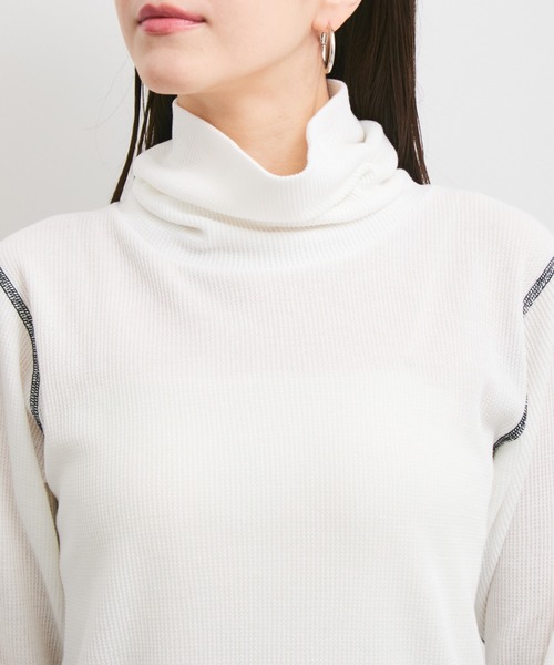 Healthknit（ヘルスニット）の「【Healthknit/ヘルスニット】別注/Basic Waffle Turtleneck L/S（Tシャツ/カットソー・レディース・オフホワイト/ブラック系その他/ブラック系その他3・FREE）」の18枚目の写真
