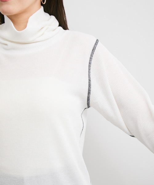 Healthknit（ヘルスニット）の「【Healthknit/ヘルスニット】別注/Basic Waffle Turtleneck L/S（Tシャツ/カットソー・レディース・オフホワイト/ブラック系その他/ブラック系その他3・FREE）」の19枚目の写真