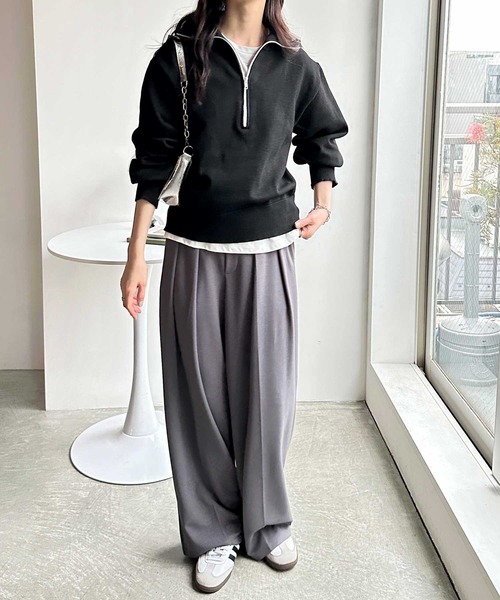 FIRST MOOD(ファーストムード)の「《FIRSTMOODコラボ》配色ハーフジップニットプルオーバー(ニット/セーター・レディース・アイボリー/ブラック・MEDIUM/LARGE)」の8枚目の写真