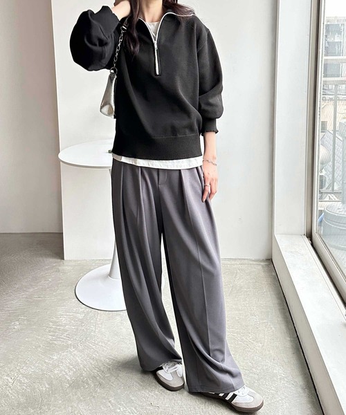 FIRST MOOD(ファーストムード)の「《FIRSTMOODコラボ》配色ハーフジップニットプルオーバー(ニット/セーター・レディース・アイボリー/ブラック・MEDIUM/LARGE)」の9枚目の写真