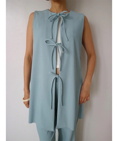 TRUNC（トランクエイティーエイト）の「Smooth Rib 2way Ribbon Tops（その他トップス・レディース・ブルー/ブラック/アイボリー・FREE）」の5枚目の写真