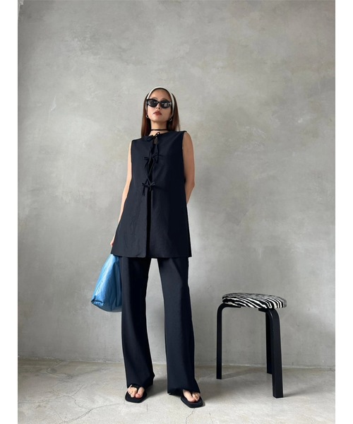 TRUNC（トランクエイティーエイト）の「Smooth Rib 2way Ribbon Tops（その他トップス・レディース・ブルー/ブラック/アイボリー・FREE）」の12枚目の写真