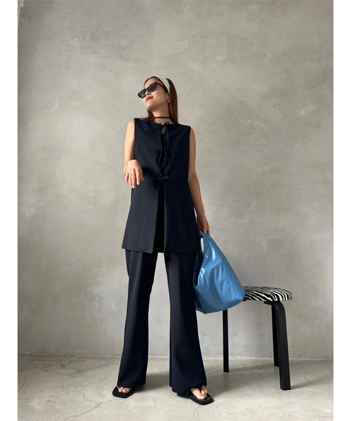 TRUNC（トランクエイティーエイト）の「Smooth Rib 2way Ribbon Tops（その他トップス・レディース・ブルー/ブラック/アイボリー・FREE）」の13枚目の写真