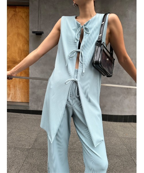 TRUNC（トランクエイティーエイト）の「Smooth Rib 2way Ribbon Tops（その他トップス・レディース・ブルー/ブラック/アイボリー・FREE）」の19枚目の写真