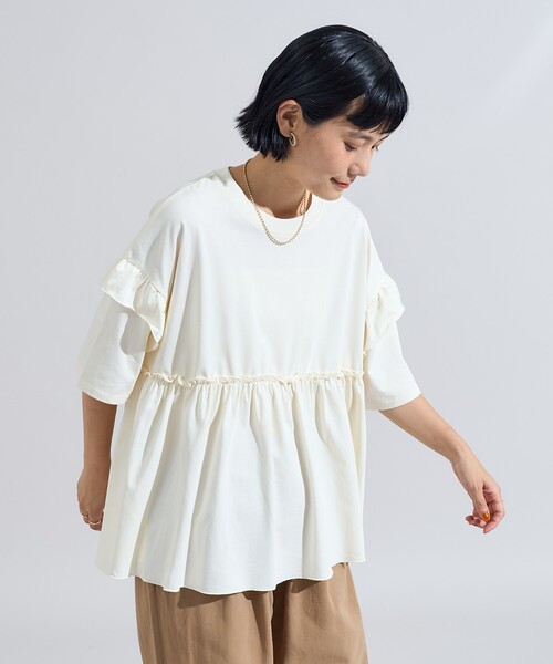 TOCCA フリル付きホワイトTシャツ 夏物売りつくし TOCCA フリル付きホワイトTシャツ 夏物売りつくし TOCCA フリル付き