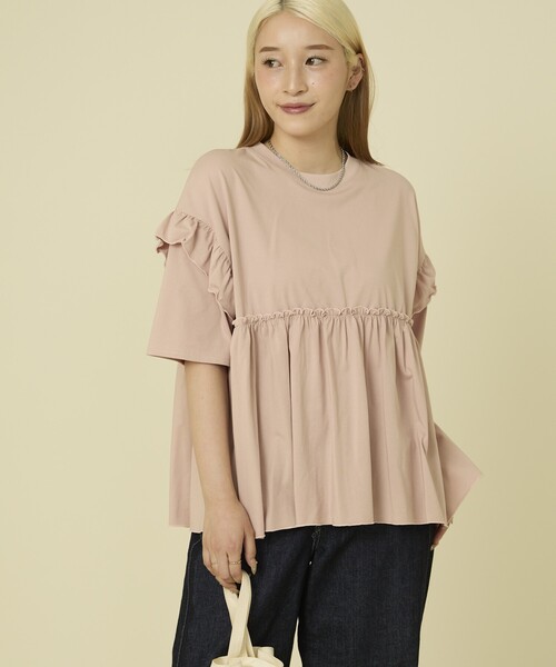 セール】<UVカット＞multi functional 7分袖フリルTシャツ/機能性素材